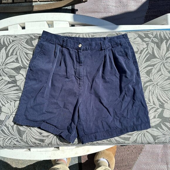 Northern Reflections Women’s Navy Pleated Cotton Shorts – Size 14 - Picture 1 of 10